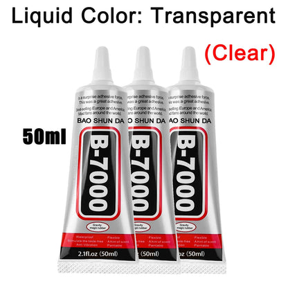 Klej kontaktowy B-7000 przezroczysty 15ml/50ml/110ml do telefonu T-7000 Naprawa Uniwersalny szkło plastik DIY Precyzyjny aplikator