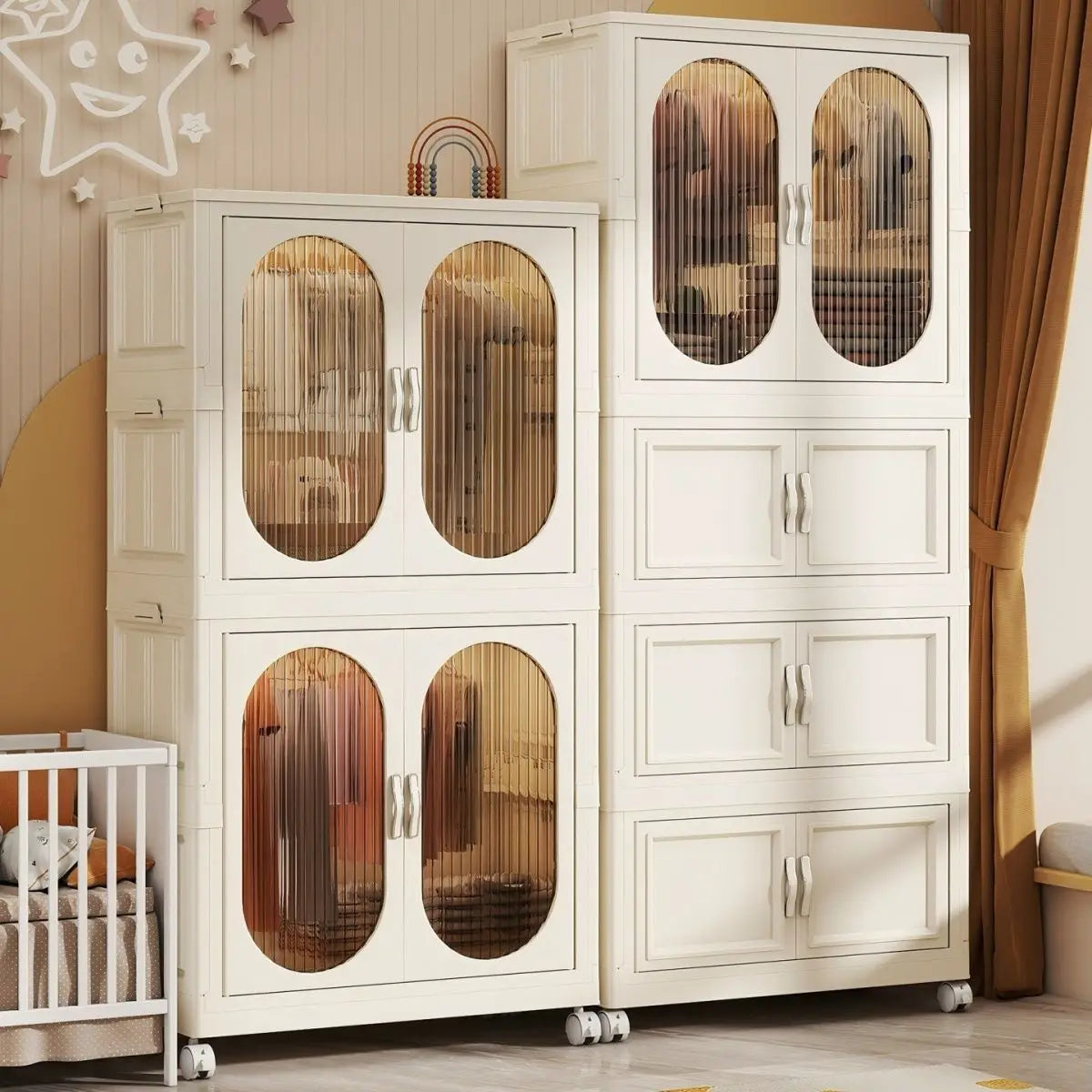 Foldable Baby Closet Plastic Infant Wardrobe Children's Clothing Storage Cabinet for Home Bedroom No Installation Needed