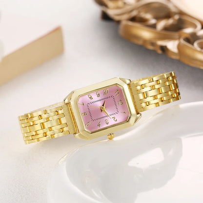Fashionable and luxurious all-match rectangular dial alloy quartz watch for women, suitable for daily wear, Christmas gifts