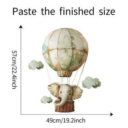 1pcs cartoon spring elephant hot air balloon children's room bedroom porch home decoration wall stickers self-adhesive