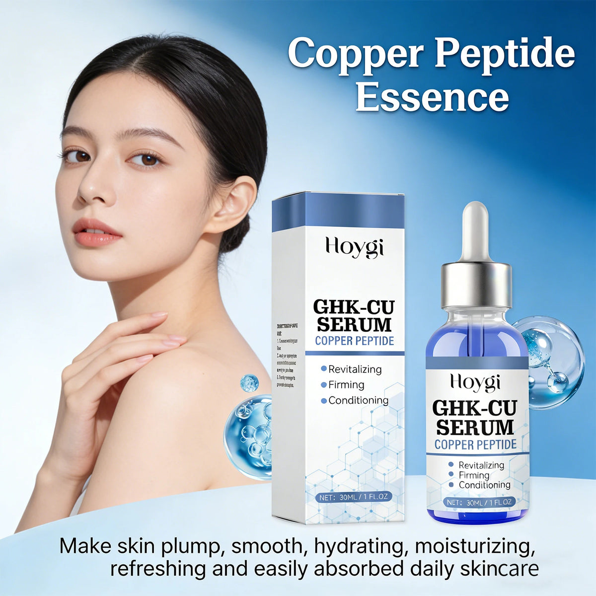 Copper Peptide Facial Serum Anti Wrinkle Remover Antioxidant Skin Rejuvenating Barrier Repair Brighten Skin Tone Skin Cosmetics