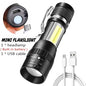Powerful LED Flashlight Rechargeable USB Waterproof Zoom Fishing Hunting Camping High Lumen Tactical Flashlight LED Torch