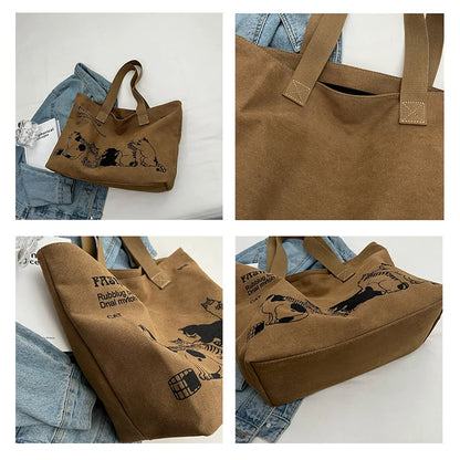 Women's Fashionable Canvas Tote Bag Spacious Durable Shoulder Bag with Zipper Closure Classic Design for Work
