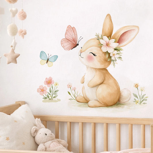 Easter Bunny Wall Sticker Cute Rabbit Family Nursery Wall Decals Kids Room Bathroom Vinyl Wall Art Baby Room Decor Spring Easter
