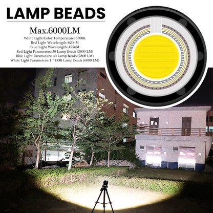 Asafee DRC01 COB LED 6000LM 80M Underwater Diving Flashlight White Red Blue 80° Light 500M Range Torch IPX8 Waterproof Lantern