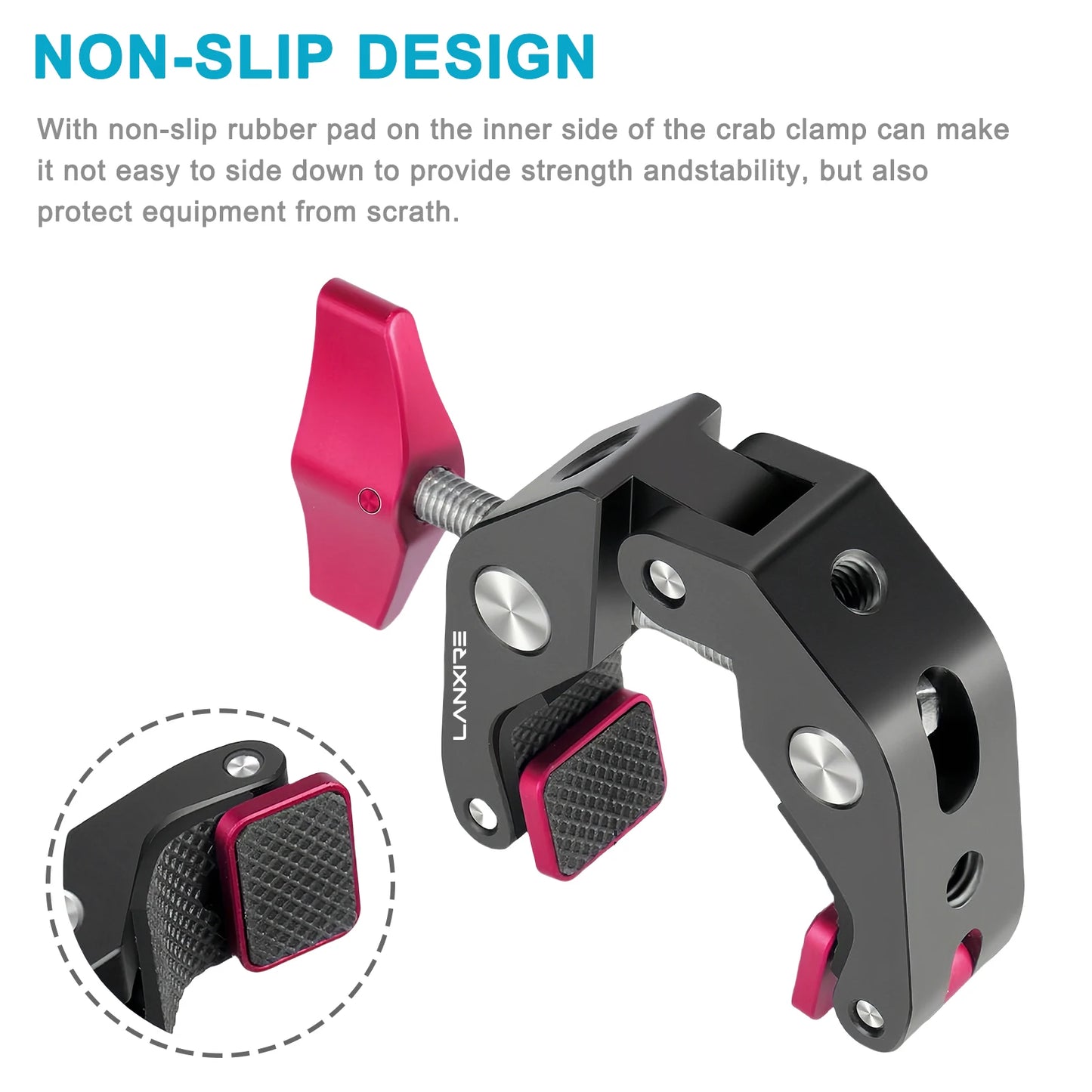 Lanxire Camera Mount Clamp Clip Clamp with 1/4" and 3/8" Threaded Holes, Super Clamp Crab Clamp for Cameras, Monitor, Tripods