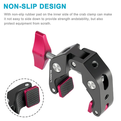 Lanxire Camera Mount Clamp Clip Clamp with 1/4" and 3/8" Threaded Holes, Super Clamp Crab Clamp for Cameras, Monitor, Tripods