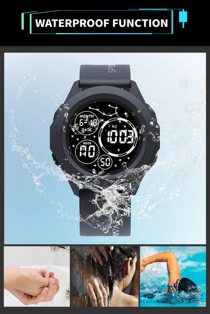 YIKAZE Men Sport LED Watches Top Brand Men Digital Clock Multi-Functional Rubber Man Fitnes Athlete Timekeeping Electronic Watch