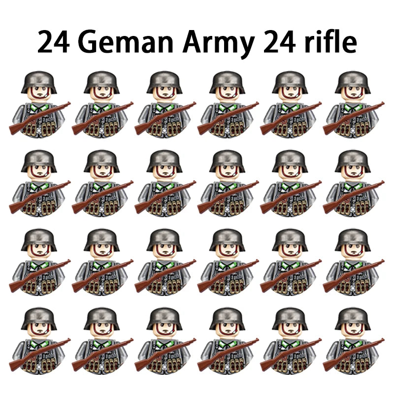 WWII Infantry Military Soldier War National Army Mini Gun armament Models Building Blocks Building Blocks Toys for Kids