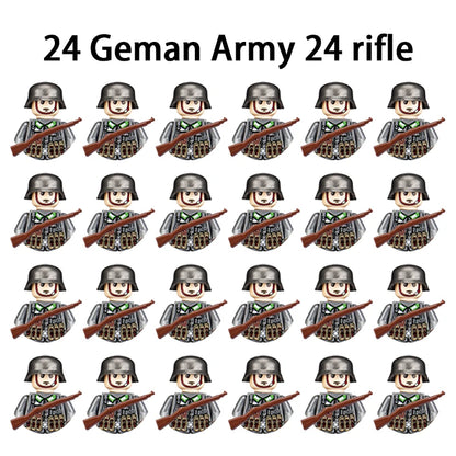 WWII Infantry Military Soldier War National Army Mini Gun armament Models Building Blocks Building Blocks Toys for Kids