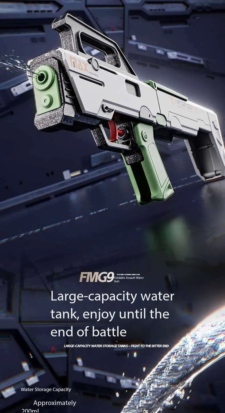 New FMG9 Folding Submachine Water Gun With Manual Continuous Firing Ultra Long Range Large Capacity  Water Play Toys Water Gun ﻿