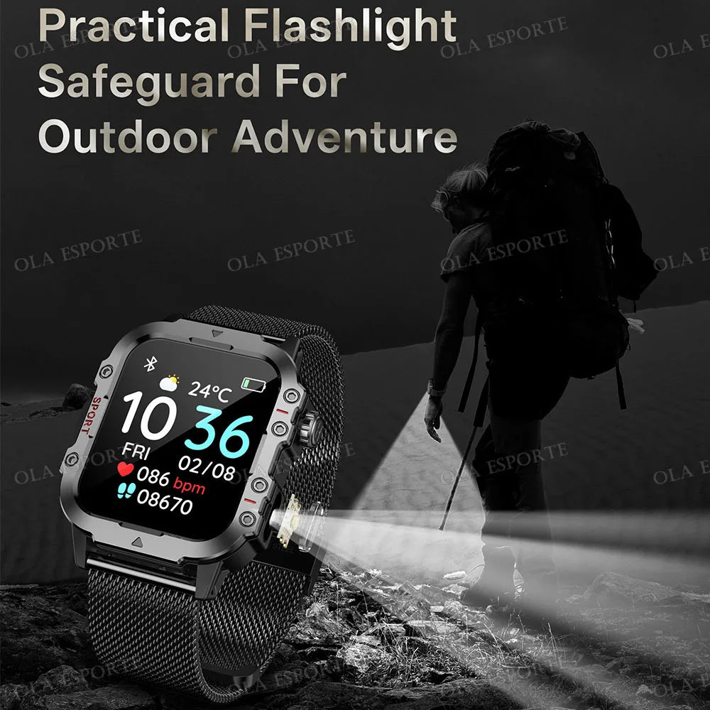Outdoor Military Smartwatches Bluetooth Call Men 2.01" Blood Oxygen Monitor 5ATM Waterproof GPS Tracking Sports Smart Watch HW12