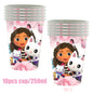 Gabby Dollhouse Birthday Party Supplies Plates Cups Tablecloth Napkins Gabby Cat Birthday Decoration Supply Kit Kids Party Favor