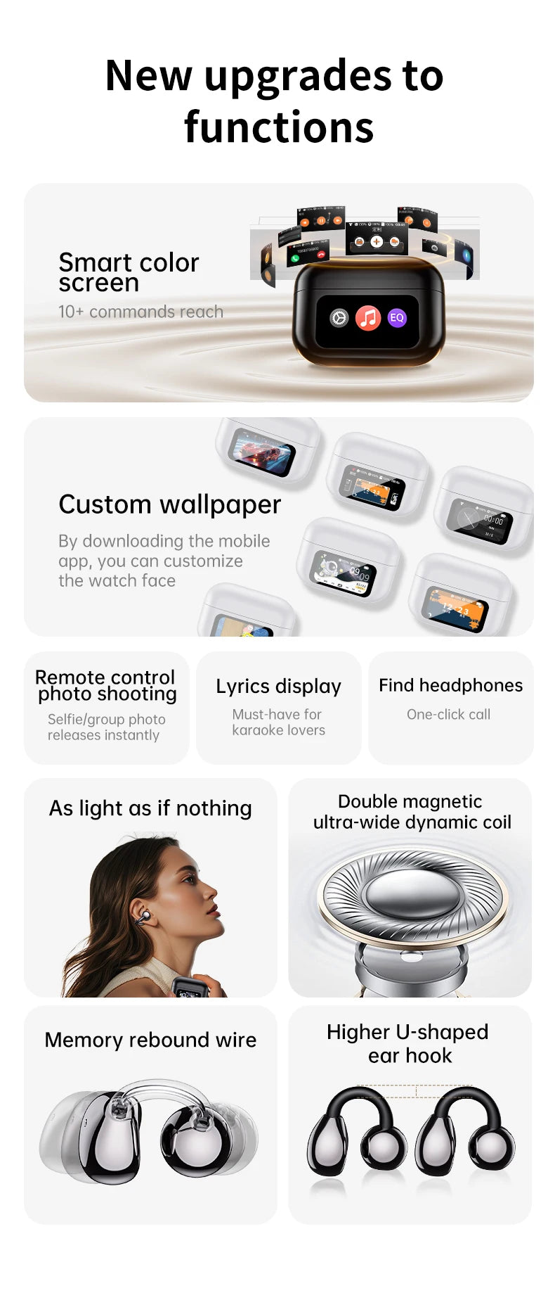 AI Translation Headphones True Wireless Earbuds LED Power Display Earphones with Wireless Charging Case
