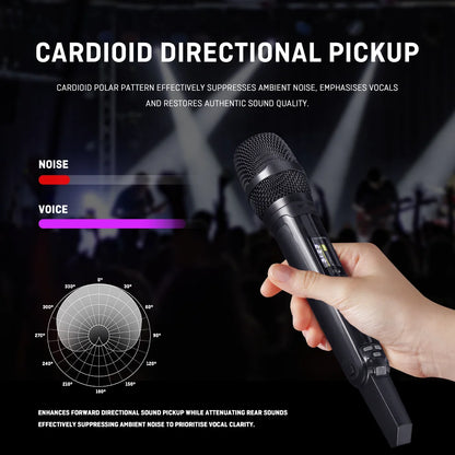 Professional 2channel RHF Wireless microphone system SKM9000 DJ mic Up to 656FT Range with Rechargeable receiver for Karaoke