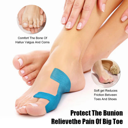 10/20PCS Precut Kinesiology Tape for Bunion,Bunion Corrector & Relief,Big Toe Support Pain Relief,Hypoallergenic Latex-Free Tape