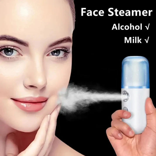 Portable Nano Mist Facial Steamer, USB Rechargeable Moisturizing Sprayer Humidifier, Deep Hydration Skin Care for Home Travel