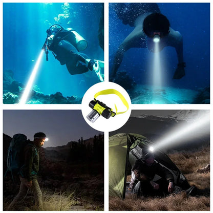 Diving LED Headlamp T6 LED Underwater Diving Headlight Outdoor Camping Fishing Dive Flashlight Head Light Torch Waterproof