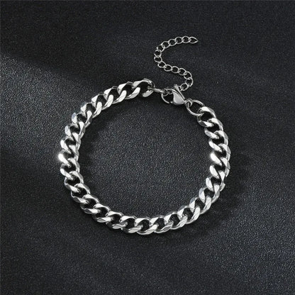 LETAPI Fashion Stainless Steel Curb Cuban Chain Bracelet for Men Women Hip Hop Couple Unisex Wrist Hand Jewelry Gift Party