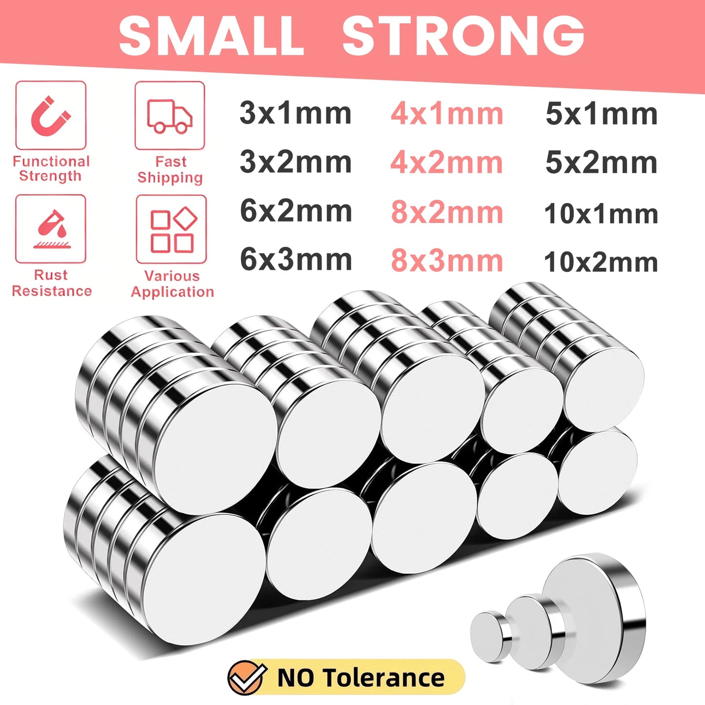 Super Powerful Magnet Strong Magnet Round Small Magnet for decoration, Fridge, DIY, Office, 3x1,3x2,4x1,4x2,5x2,5x3,6x2,8x2,10x2