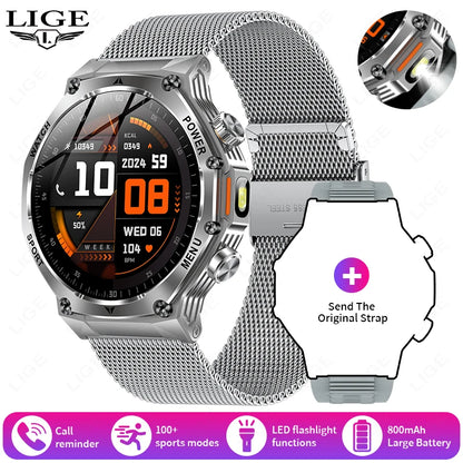 LIGE Nowy Smartwatch Męski 800 mAh Ultra Długa Żywotność Baterii Wodoodporny Zegarek Sportowy Outdoor Połączenia Bluetooth Wojskowy Smartwatch 2025
