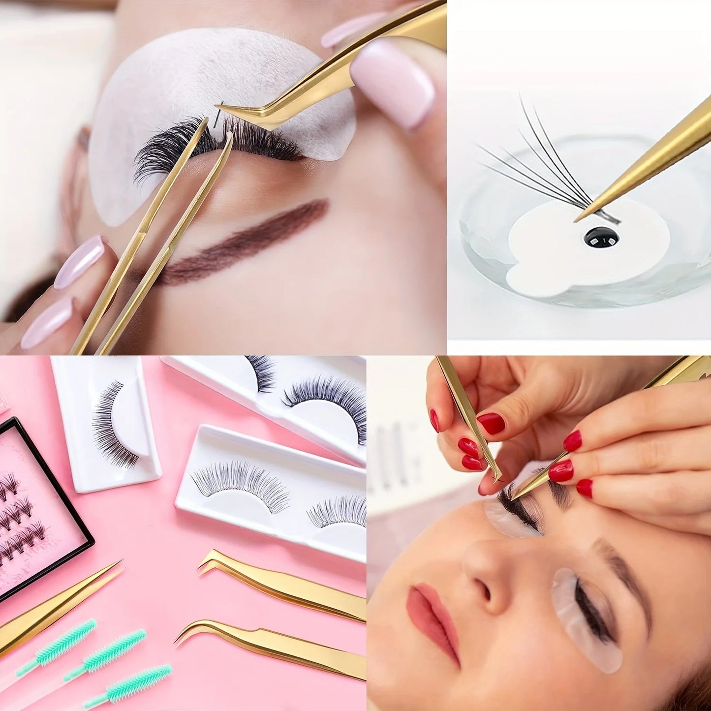 High Precision Eyelashes Tweezers Set - Includes 3 Stainless Steel Eyelash Tweezers for Makeup Classic Individual and Lash Exten