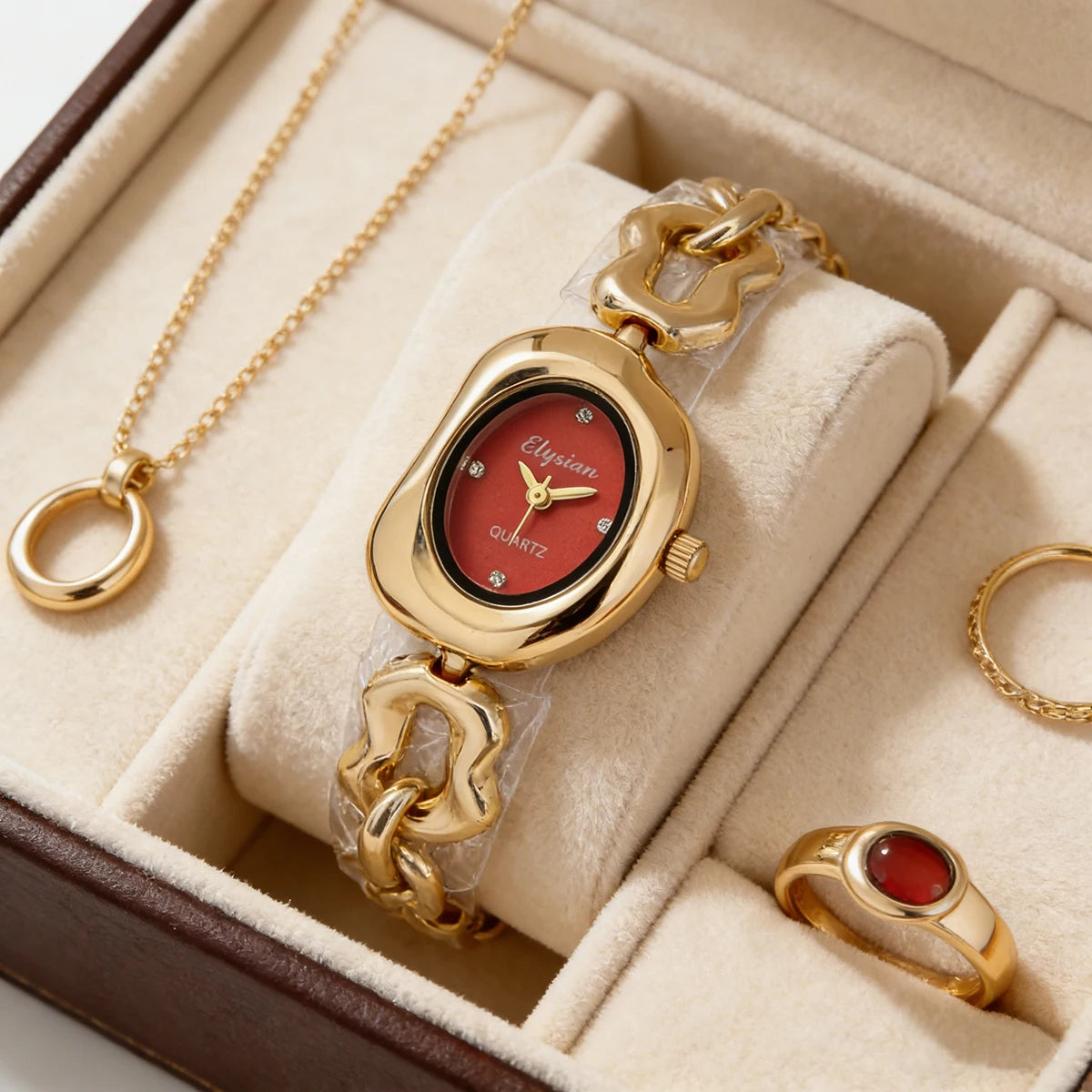 Casual and Fashionable Women's Student Watch, Half-Moon-Shaped Quartz Watch, Simple Chain Bracelet-Style Wristwatch, Versatile for Everyday Use