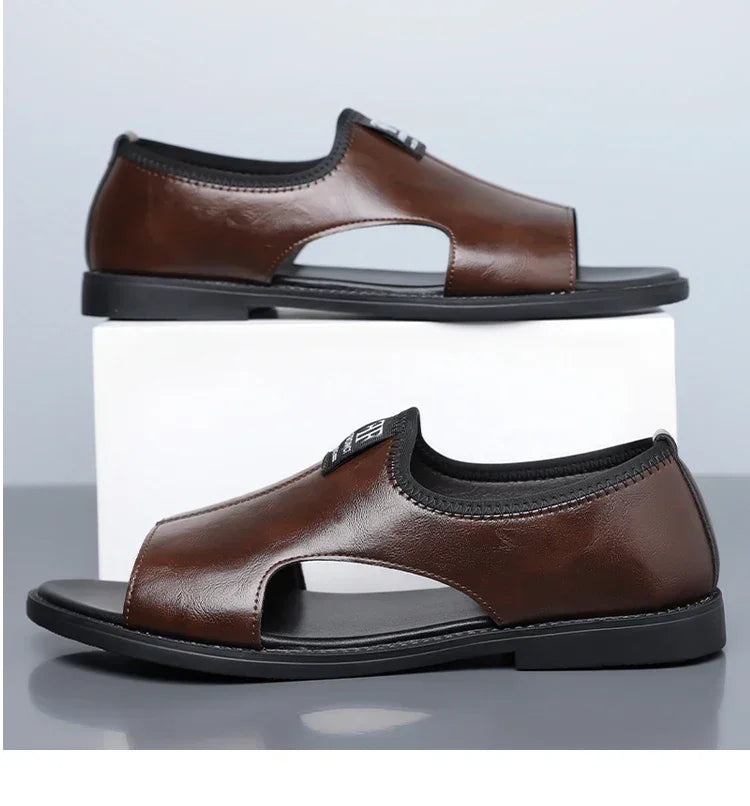 Men's Roman Sandals Summer Comfort Casual Soft Sole Slippers Anti-Slip Breathable Outdoor Slip-On Beach Shoes-HT2025