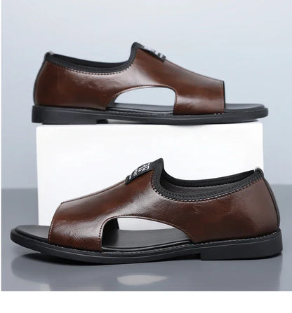 Men's Roman Sandals Summer Comfort Casual Soft Sole Slippers Anti-Slip Breathable Outdoor Slip-On Beach Shoes-HT2025