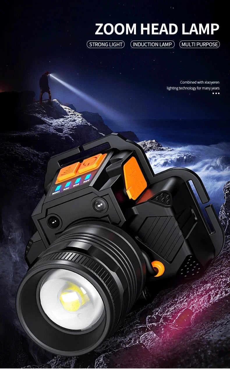 T6 LED Induction Headlamp Rechargeable Powerful Sensor LED Headlight Ultra Bright Head Flashlight For Camping Fishing Working