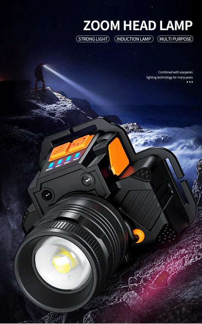 T6 LED Induction Headlamp Rechargeable Powerful Sensor LED Headlight Ultra Bright Head Flashlight For Camping Fishing Working