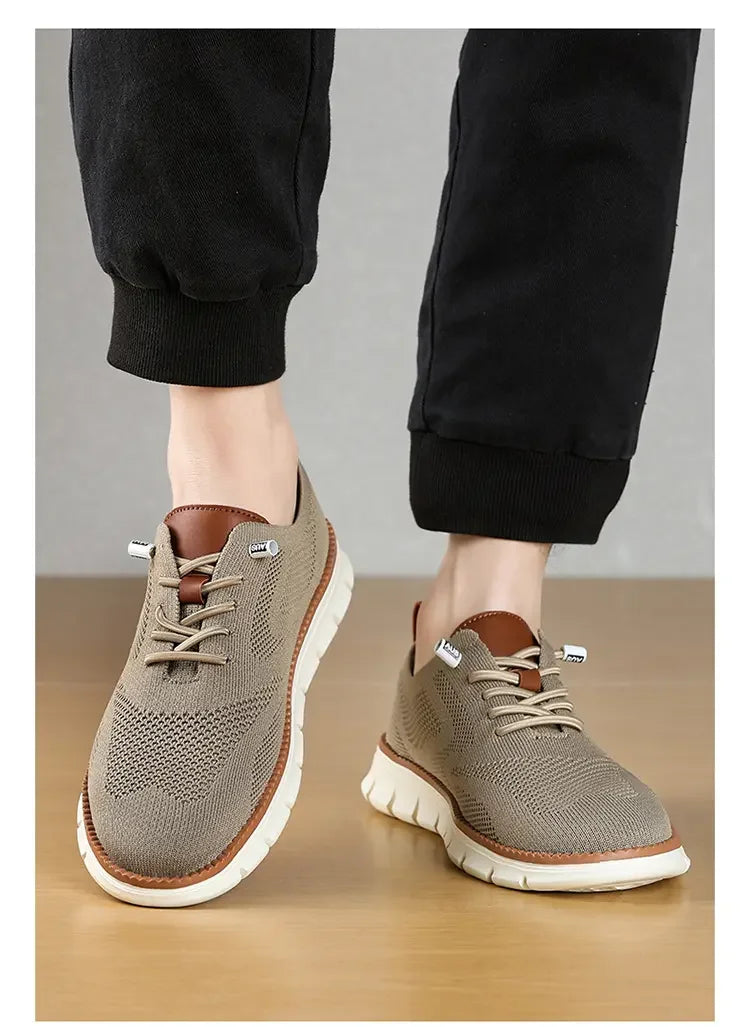 Vanmie Men Casual Sneakers Shoes Breathable Summer Knitted Mesh Sock Sneakers Fashion Simple Lace-up Lightweight  Sneakers