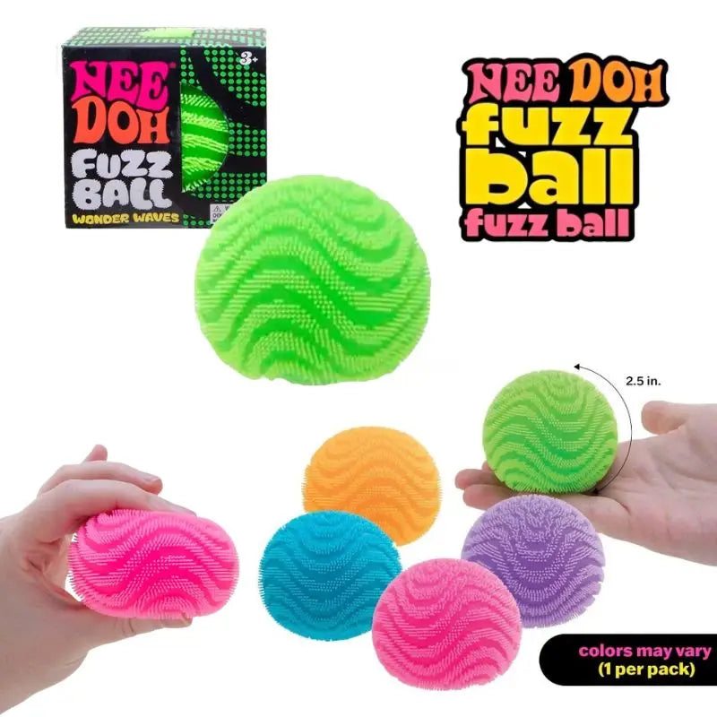 Nee Doh Fuzz Ball Wonder Waves Sensory Squeeze Toy Squishy Toy Textured Stress Relief Fidget Ball for Adults Kids