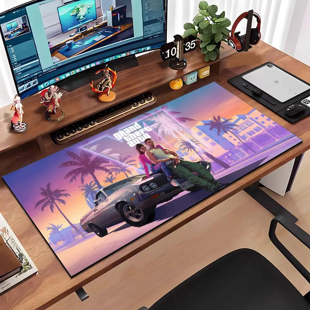 Game G-gta 6 Mouse Pad Large Anti-Slip Rubber Gaming MousePad Durable Desk Pad Thick Seam Edge Suitable For Office And Gaming