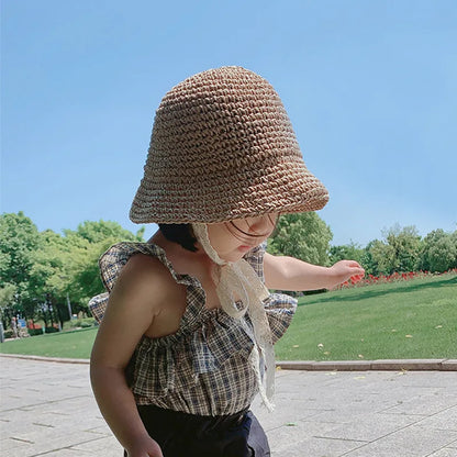 Korean style straw hat for little girls from 1 to 6 years old, sun protection, Korean style