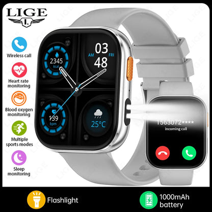 LIGE AMOLED Smart Watch Men 2.04 Screen Bluetooth Call Health Monitor IP68 Waterproof Sport Women Smartwatch New For Android IOS