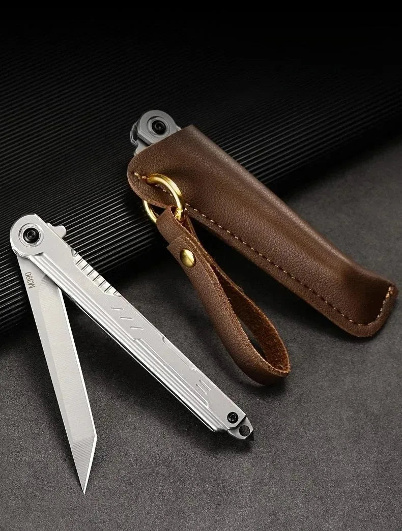 2025 NEW M390 Steel Feather Pattern Folding Knife Outdoor Camping Pocket Knife Portable Fruit Knife High Hardness Folding Knife