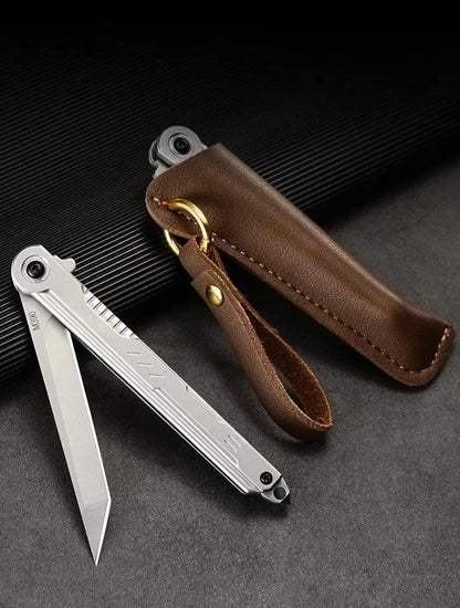 2025 NEW M390 Steel Feather Pattern Folding Knife Outdoor Camping Pocket Knife Portable Fruit Knife High Hardness Folding Knife