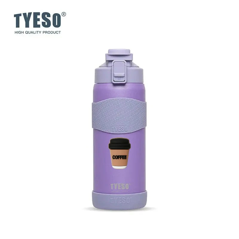 TYESO 750ML Double Wall Insulated Water Bottle Hot Water 304 Stainless Steel Flask for Fitness Outdoor Hiking Coffee Sticker