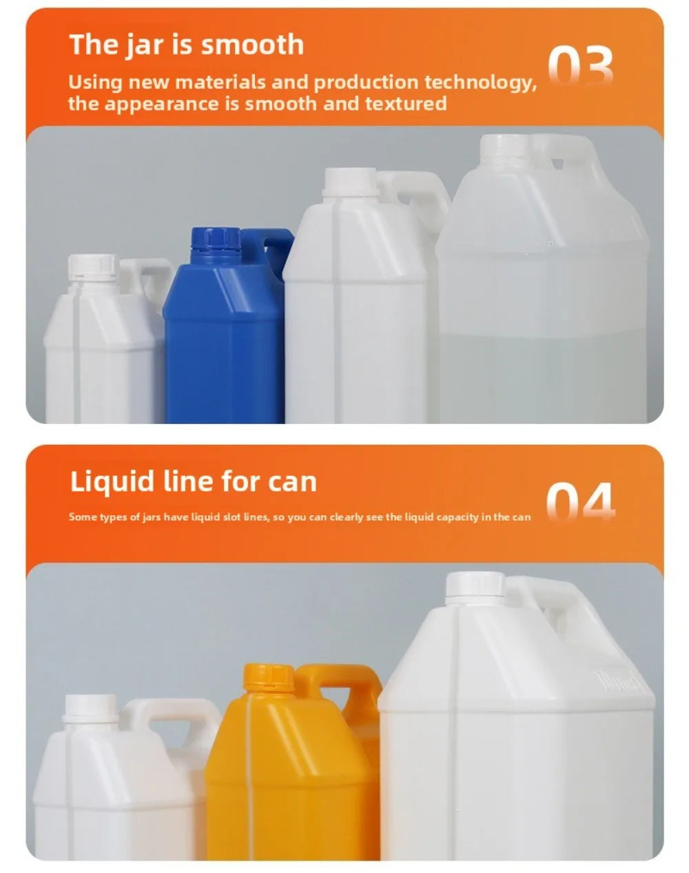 1/2/3/4/5/6/10L Plastic Airtight Bottle with Lid Food Grade HDPE Bucket Sealed Large-Capacity Oil Jerrican Gel Shampoo