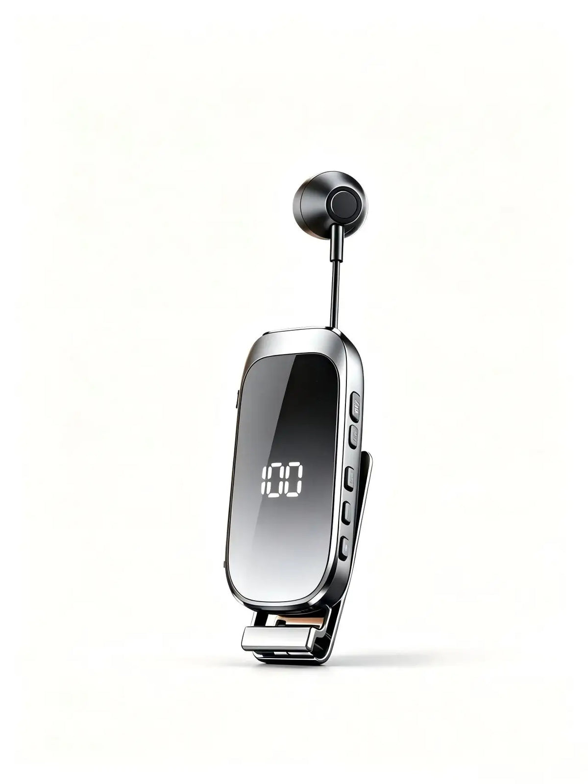 K30 Clip-on Bluetooth Headset with Digital Power Display, Retractable Earbud, 25H Talk Time & 300H Standby, Handsfree Wireless E