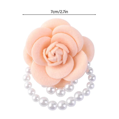 Multicolor Camellia Brooch Women Retro White Black Red Pink Wool Scarf Buckle Girls Pearl Brooches Elegant Jewelry Accessories