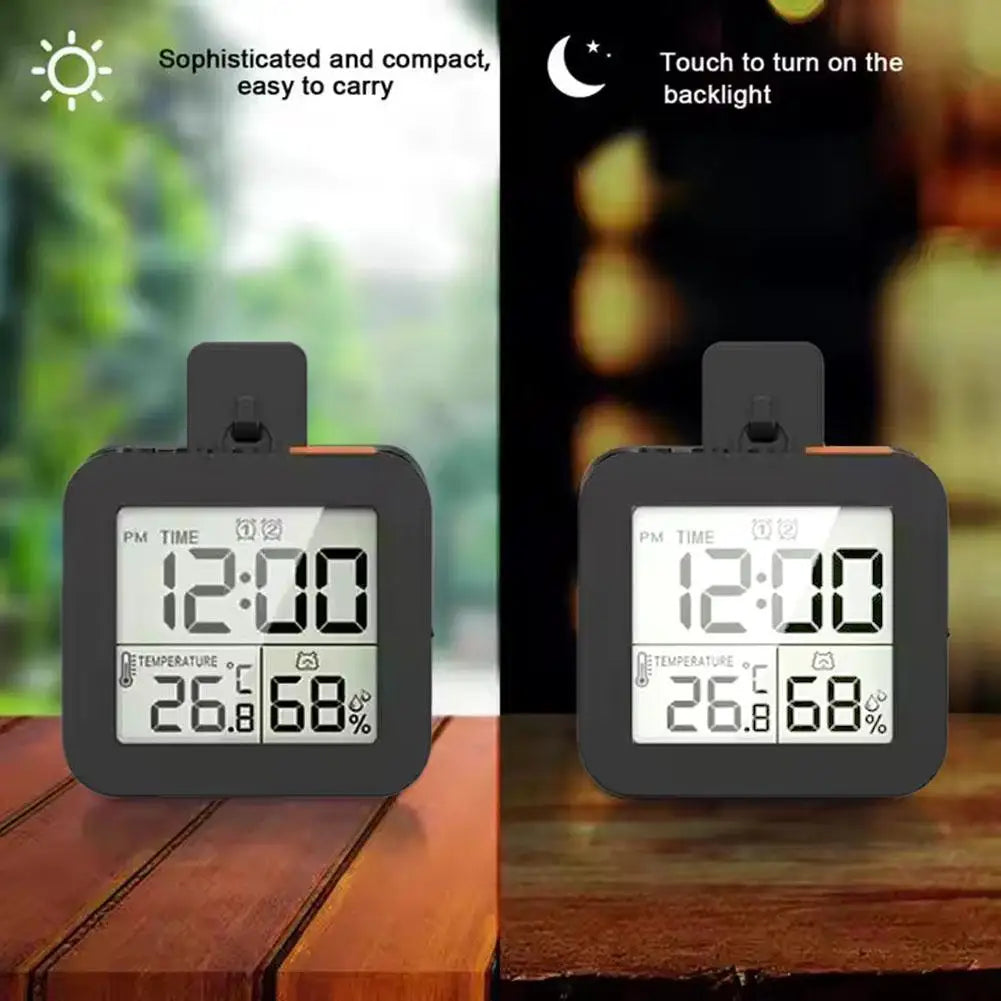 LCD Digital Alarm Clock Waterproof Bathroom Shower Timer For Cooking Shower Timer Temperature Humidity Display Hanger