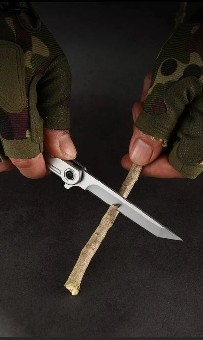 2025 NEW M390 Steel Feather Pattern Folding Knife Outdoor Camping Pocket Knife Portable Fruit Knife High Hardness Folding Knife