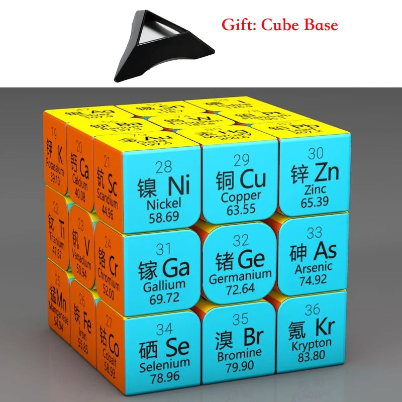 3x3x3 Magic Puzzle Cube Math Chemistry Element Physical Kids Puzzle Cube with Base Magico Cubo Children's Gifts Educational Toys