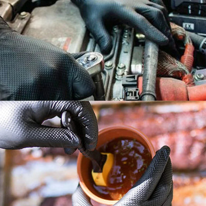 2-100PCS Heavy Duty Disposable Nitrile Gloves 8Mil Extra Thick Mechanic Glove with Textured Grip Antislip Safety Work Gloves