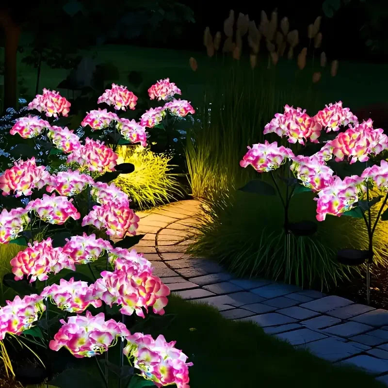Solar Hydrangea Flower Lights For Outdoor Courtyard Decoration, LED Simulation Flower Lights, Solar Lawn Lights for Garden Decor