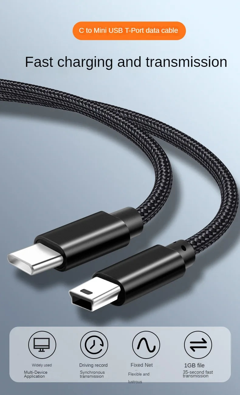 USB Type C to Mini USB Adapter Cable for Camera MP3 MacBook Pro HDD Charging Cable Data Transfer Connector Type-c Mini USB Cable
