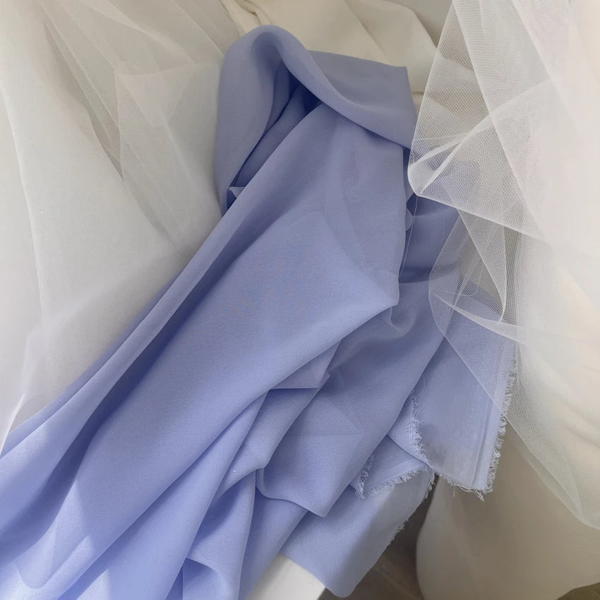 Dusty Blue Soft Chiffon Fabric for Wedding Party Decor Home Decor Georgette Backdrops Curtain Dress Skirt Shirt Cloth DIY