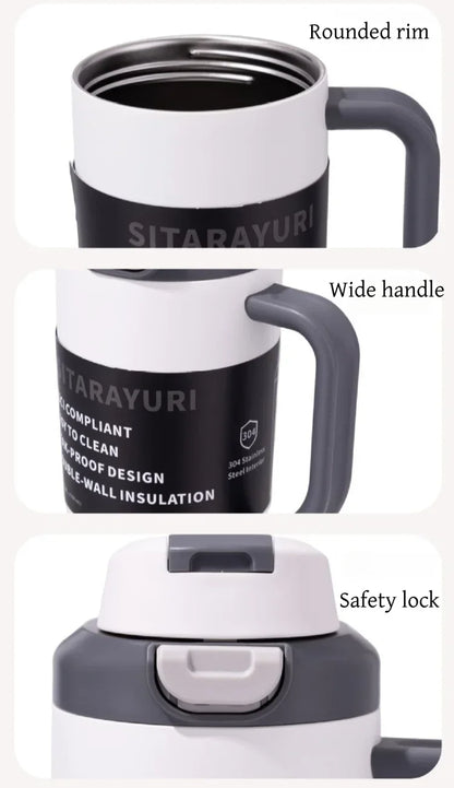 JUSTINLAU 1PC 1200ML Large Capacity Stainless Steel Insulated Cup Car Travel Outdoor Camping Coffee Beverage Water Bottle